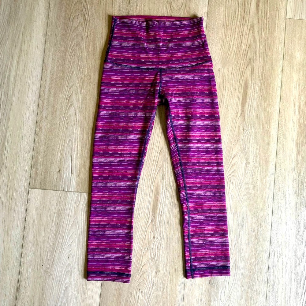 Lululemon Purple High Waist Striped Leggings Capri
